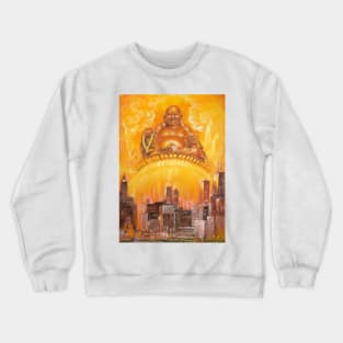 Blissful Jambhala, the God of Wealth, over Chicago. Soul of the Stone: Citrine. Crewneck Sweatshirt